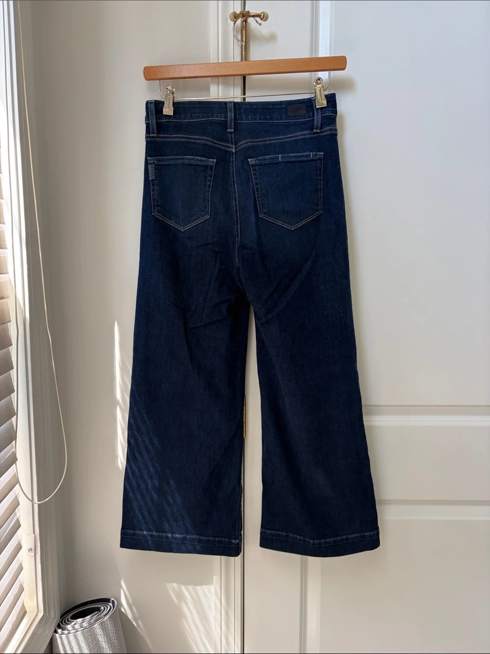 PAIGE Dark Blue Wide-Leg High-Rise Jeans - Picture 4 of 9